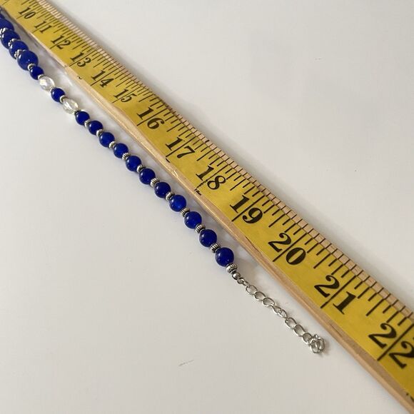 Earth Mined India Blue Gemstone AB Glass Beaded Necklace Elegant Boho Statement - Picture 7 of 7